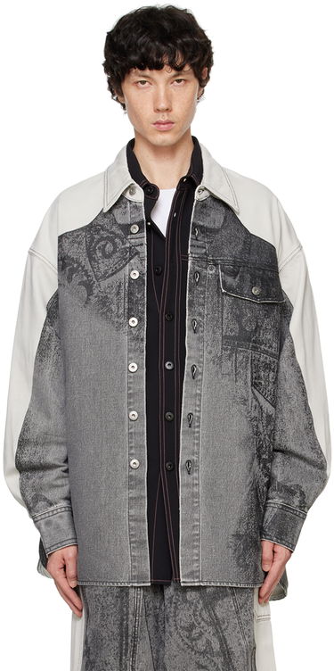 Сорочка Feng Chen Wang Feng Chen Wang Printed Denim Jacket Сірий | FUF18JK04B, 0