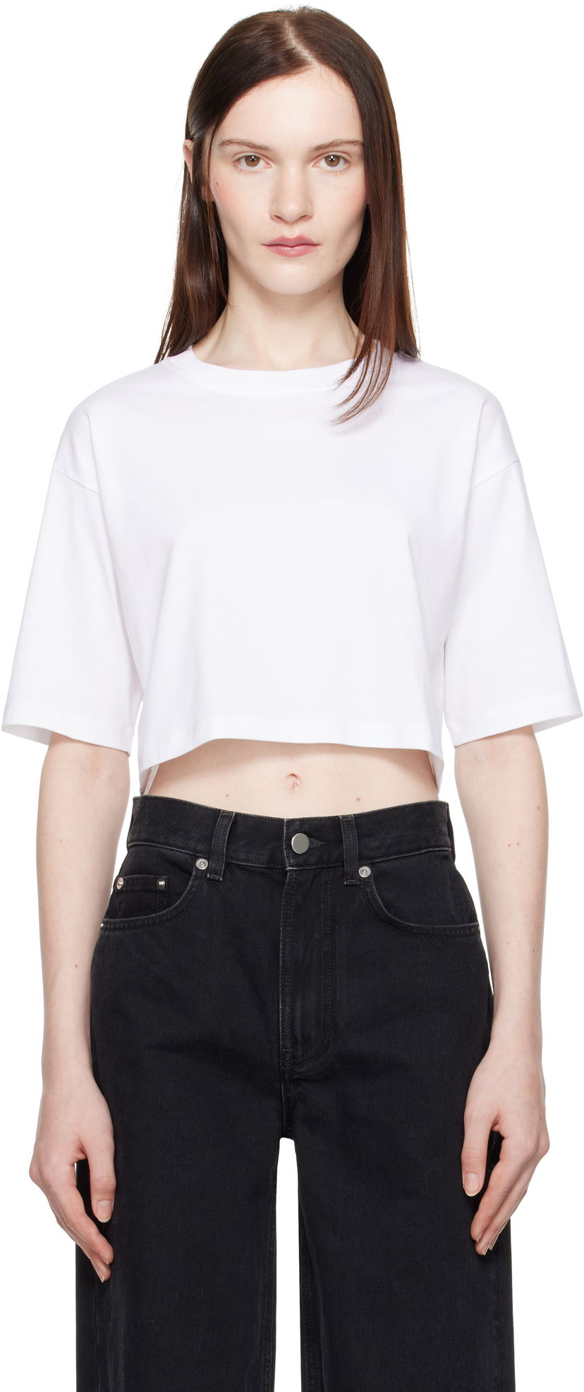 Кроп-топи Loulou de Saison Loulou de Saison Gupo Cropped T-Shirt білий | GUPO