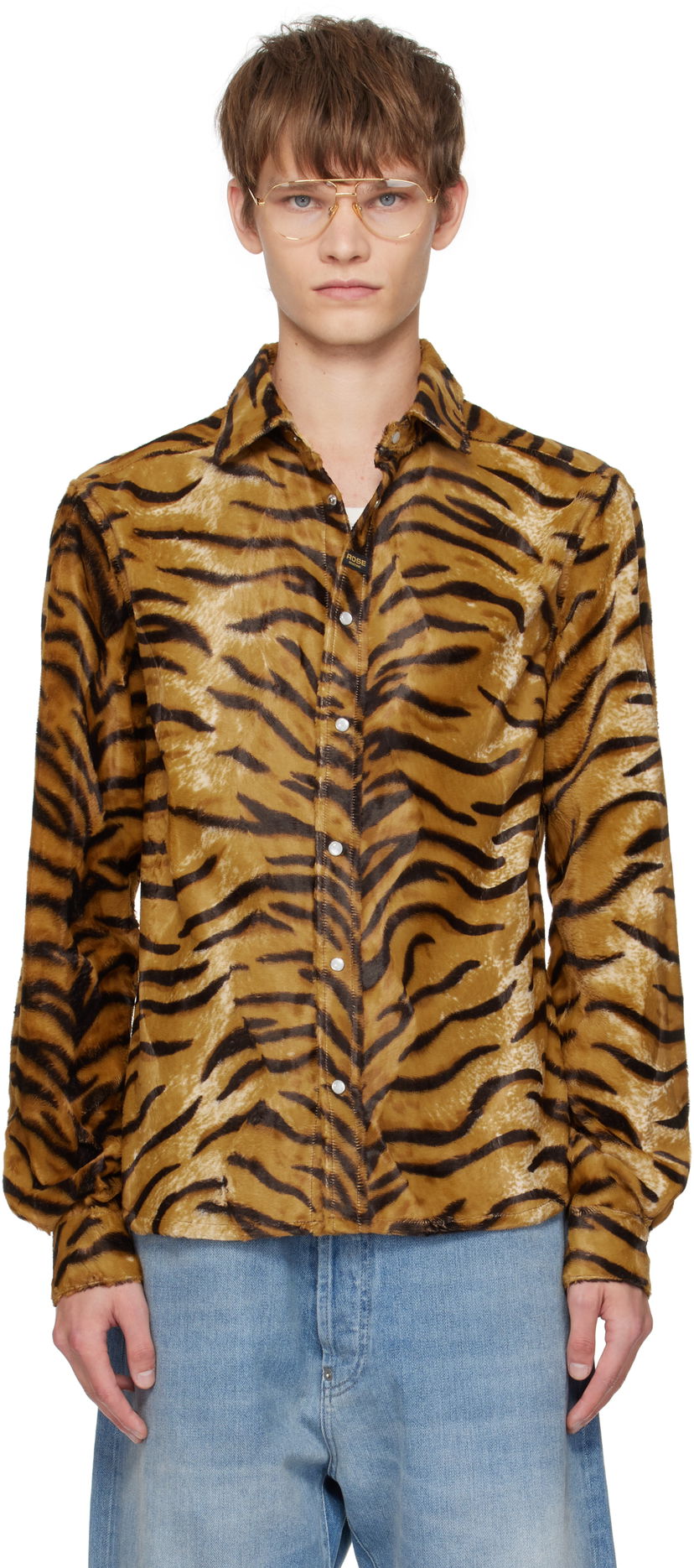 Сорочка Martine Rose Martine Rose Slim Fit Tiger Print Shirt Коричневий | 483WF06719