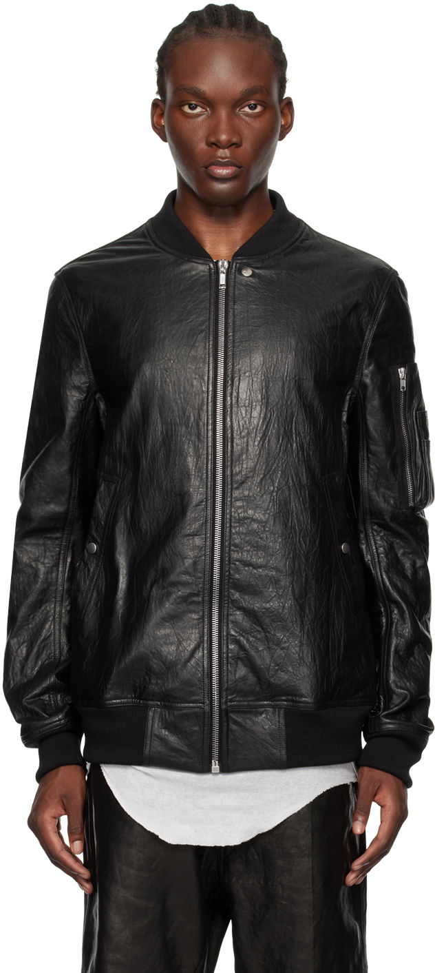 Куртка бомбер Rick Owens Porterville Classic Flight Leather Jacket чорний | RU02D6789 LBW