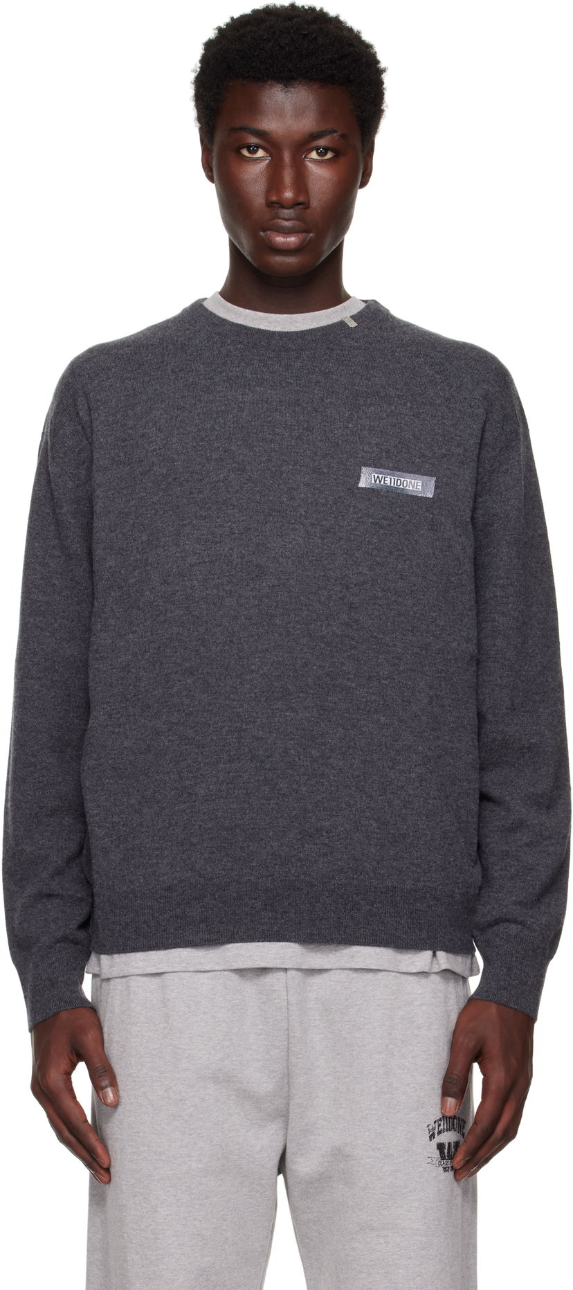 Cветр We11done We11done Knit Logo Pullover Sweater Сірий | WD-KO2-25-651-U-GY
