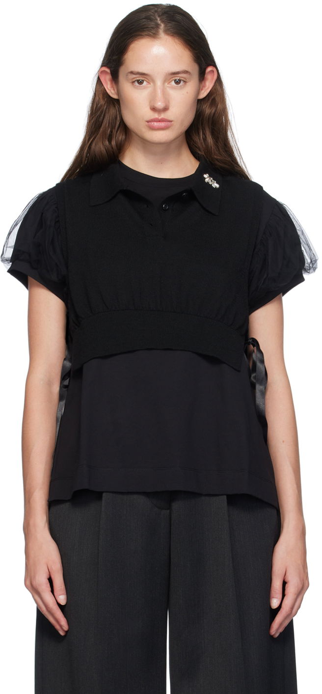 Безрукавка Simone Rocha Simone Rocha Embellished Knit Vest чорний | VMK6WB 0646