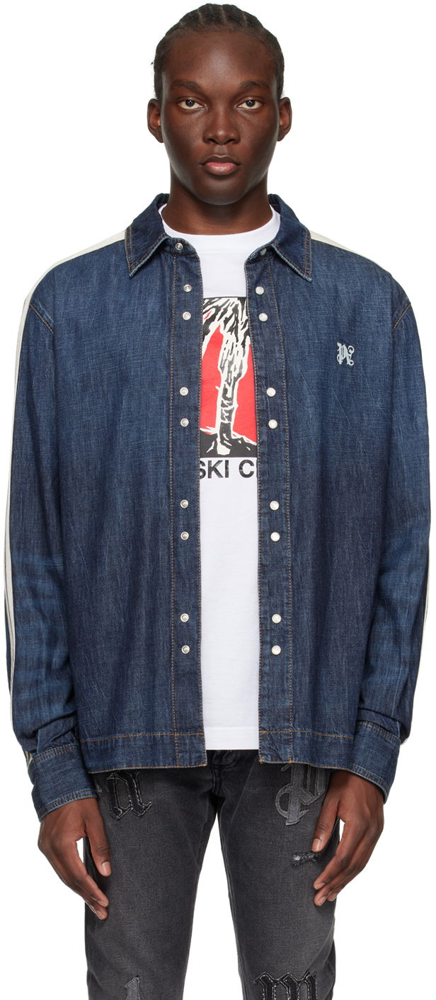 Куртка Palm Angels Monogram Track Denim Jacket темно-синій | PMYE049R24DEN0014503