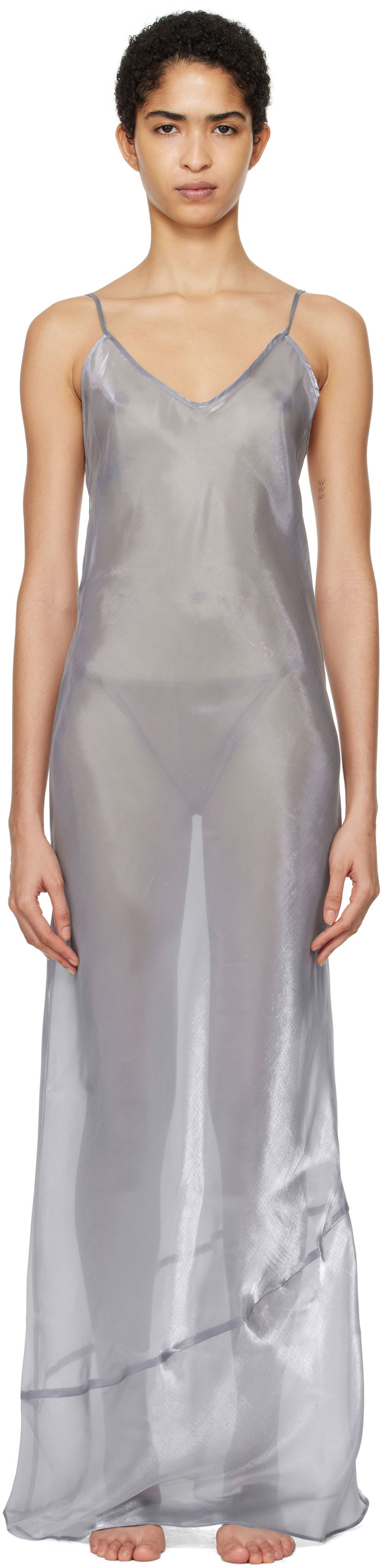 плаття SKIMS SKIMS Liquid Organza Cami Maxi Dress Сірий | DS-DRS-6546W
