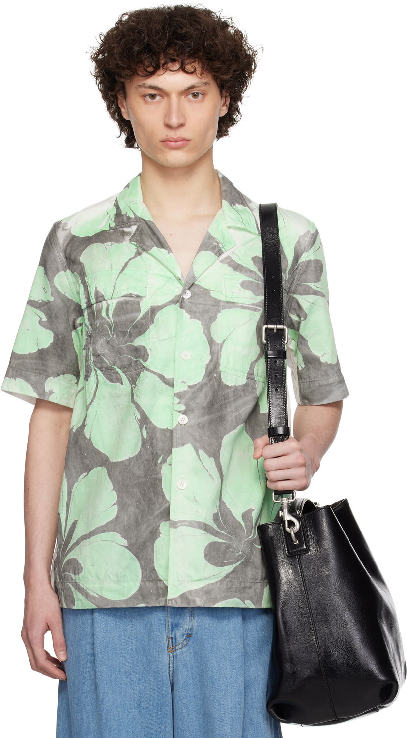 Сорочка Dries Van Noten Dries Van Noten Hand-Dyed Floral Print Shirt Зелений | 251-020758-1473