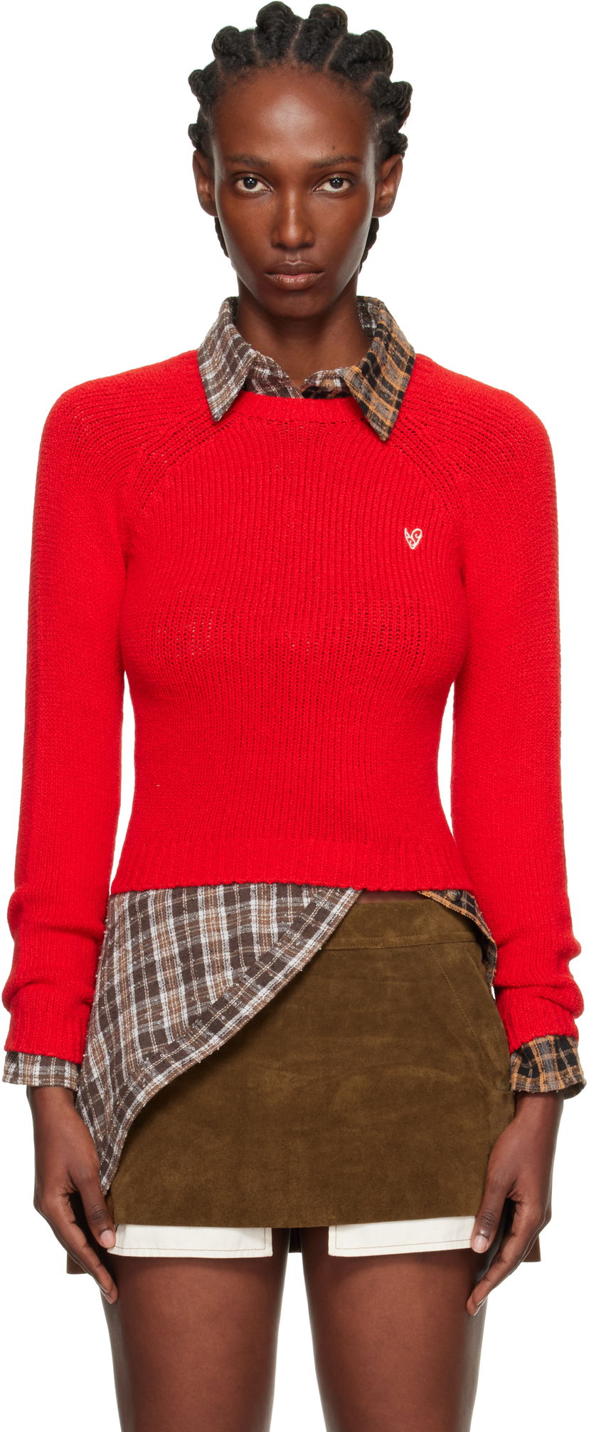 Cветр Acne Studios Acne Studios Cropped Crewneck Sweater Червоний | A60597-