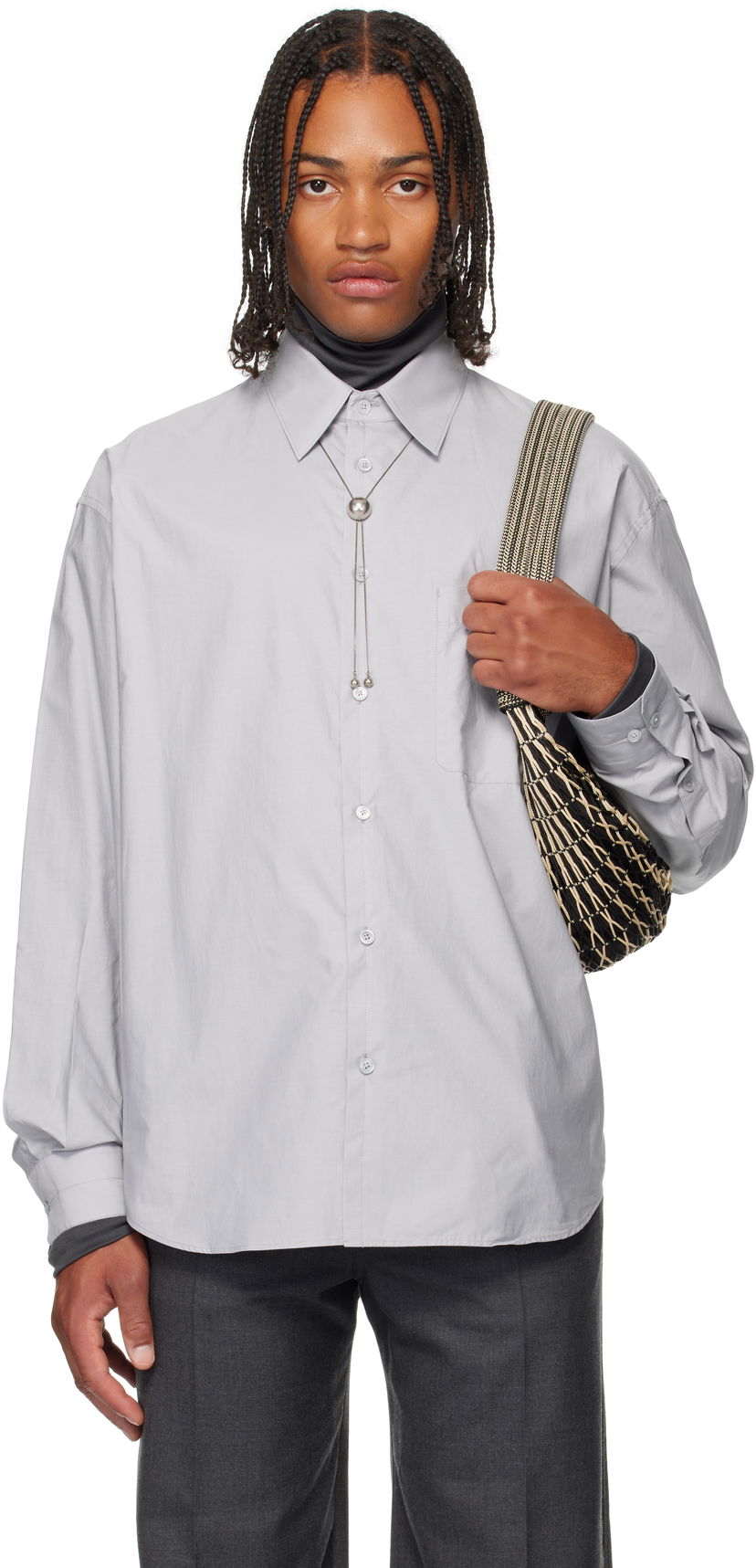 Сорочка LEMAIRE Regular Fit Long Sleeve Button-Up Shirt Сірий | SH1201 LF1500