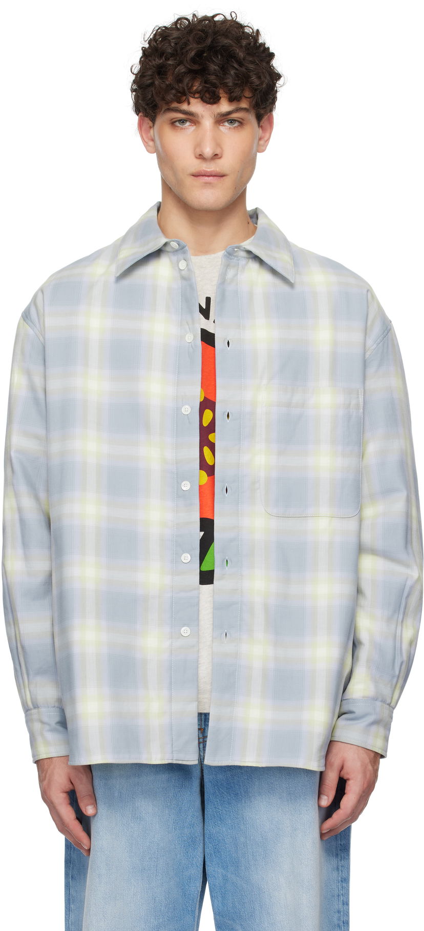 Сорочка KENZO Shadow Check Overshirt Синій | FF58CH5259SB