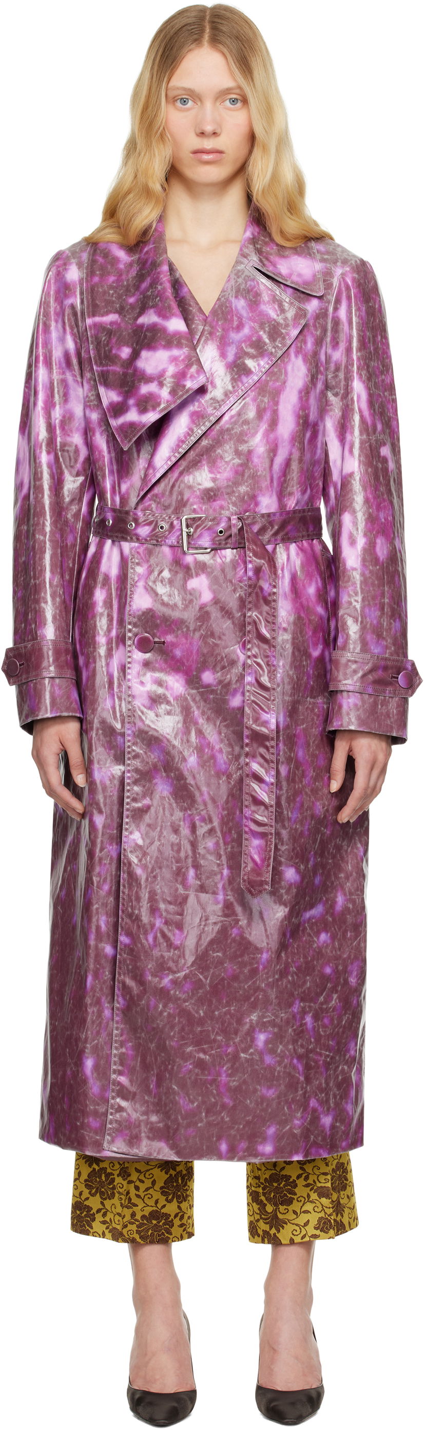 Дощовик Dries Van Noten Dries Van Noten Double-Breasted Trench Coat Фіолетовий | 251-010213-1108