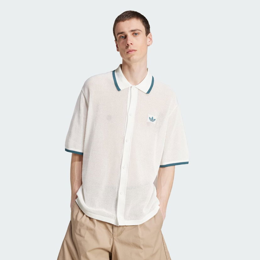 Сорочка поло adidas Originals adidas Originals Button Down Knitted Polo білий | KC3526