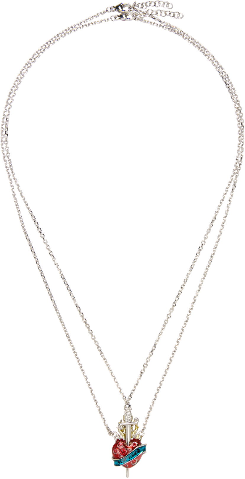 Кольє Jean Paul Gaultier Jean Paul Gaultier Double-Chain 'The Heart' Pendant Necklace Різнокольоровий | 24/25-U-CO017-X042-91