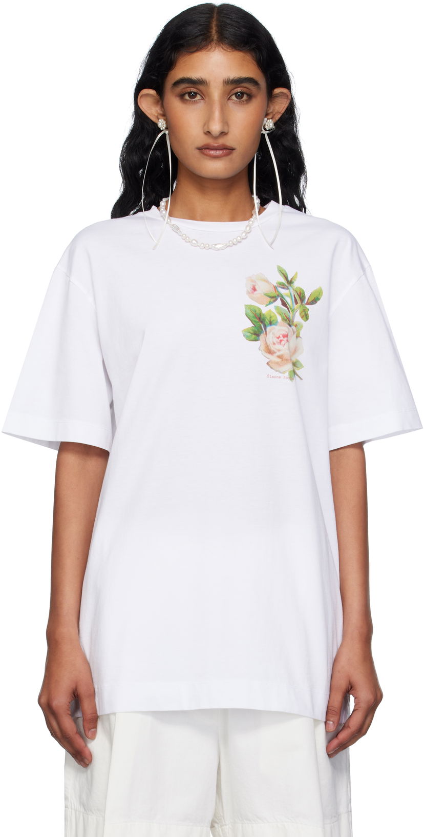Футболка Simone Rocha Simone Rocha Rose Bouquet Graphic T-Shirt білий | 5195P53-W 0569