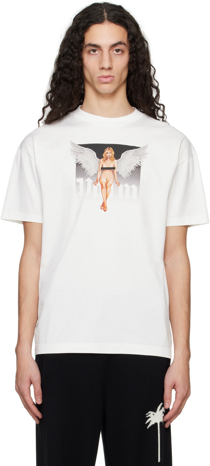 Футболка Palm Angels Palm Angels Pin Up Graphic T-Shirt білий | PMAA001S25JER00A0310