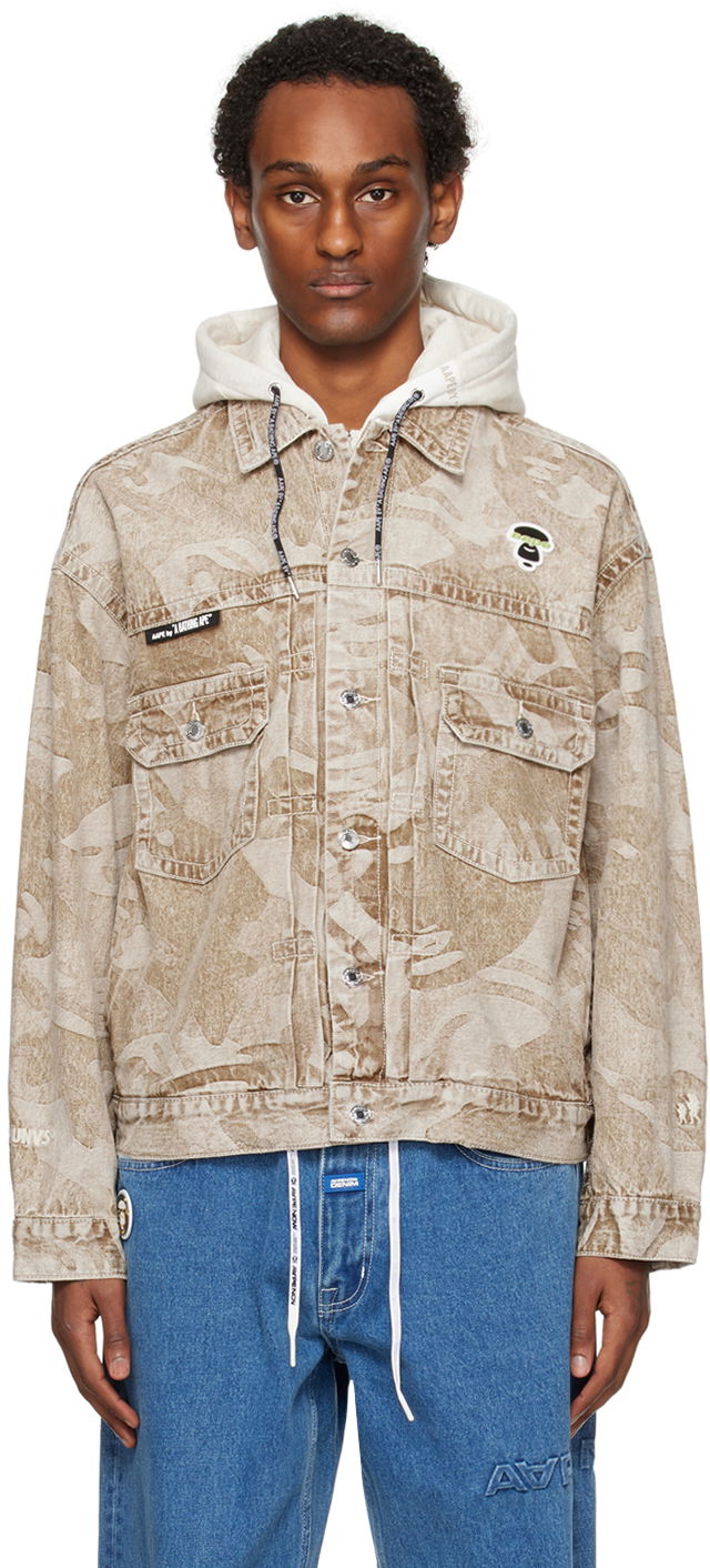 Куртка AAPE by A Bathing Ape AAPE by A Bathing Ape Lightweight Denim Jacket with Hood бежевий | AAPLJM7588XXLBGX
