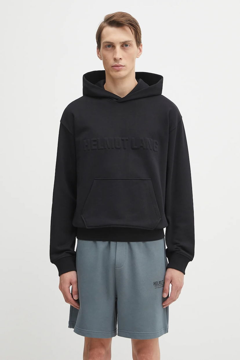 Світшоти Helmut Lang Helmut Lang Cotton Hooded Embossed Logo Hoodie чорний | P04HM504