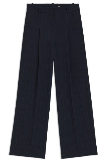 Штани BOSS Pinstripe Wide-Leg Extra Long Trousers темно-синій | 50548479
