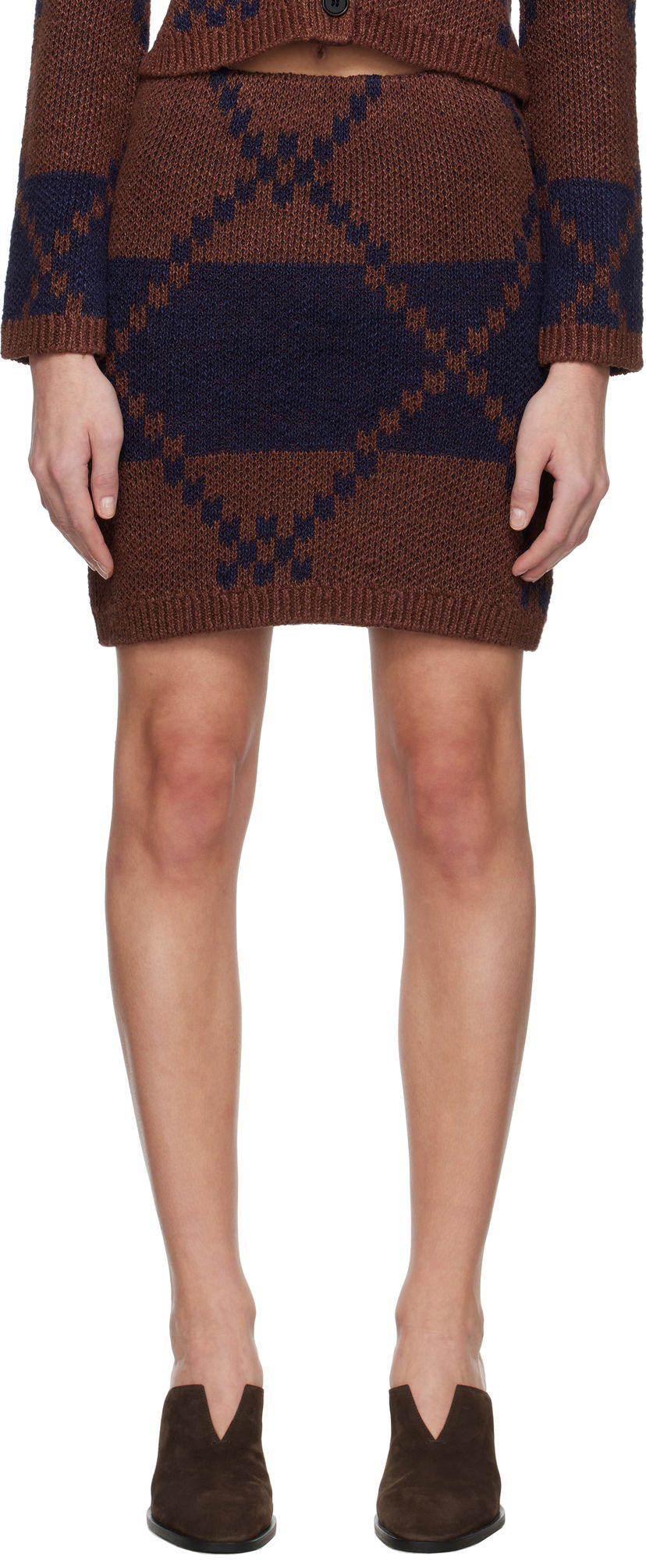 Спідниця JW Anderson JW Anderson Fairisle Knit Miniskirt Коричневий | KW1412-YN0439