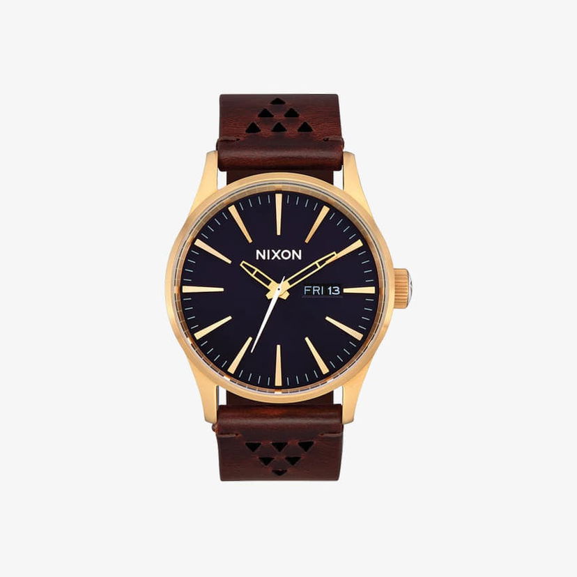 Годинник Nixon Sentry Leather Watch Gold/ Indigo/ Brown Universal Коричневий | A1055033