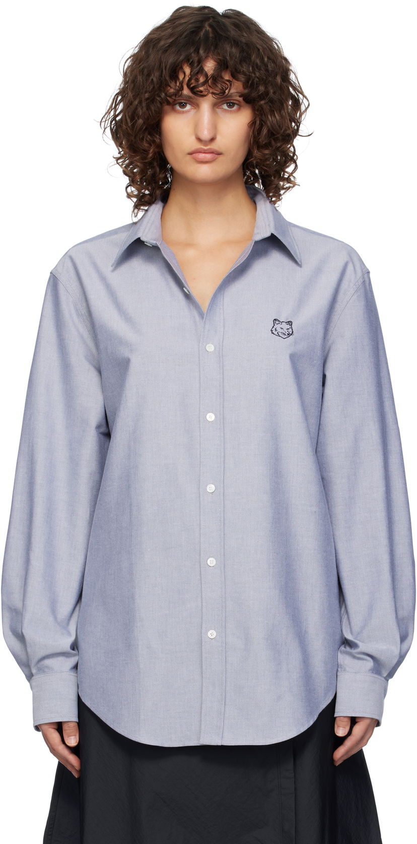 Сорочка MAISON KITSUNÉ Fox Head Skate Shirt Синій | MM00405WC5012