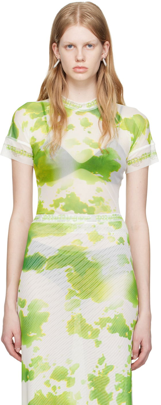 Футболка Ottolinger Ottolinger Exclusive Tie-Dye Mesh T-Shirt Зелений | 100117