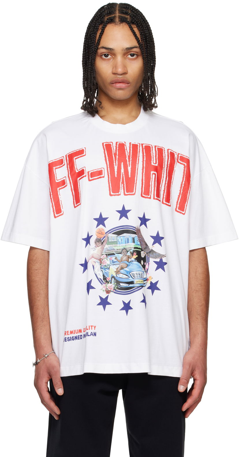 Футболка Off-White Off-White Fresco Star Graphic T-Shirt білий | OMAA161S25JER0010120