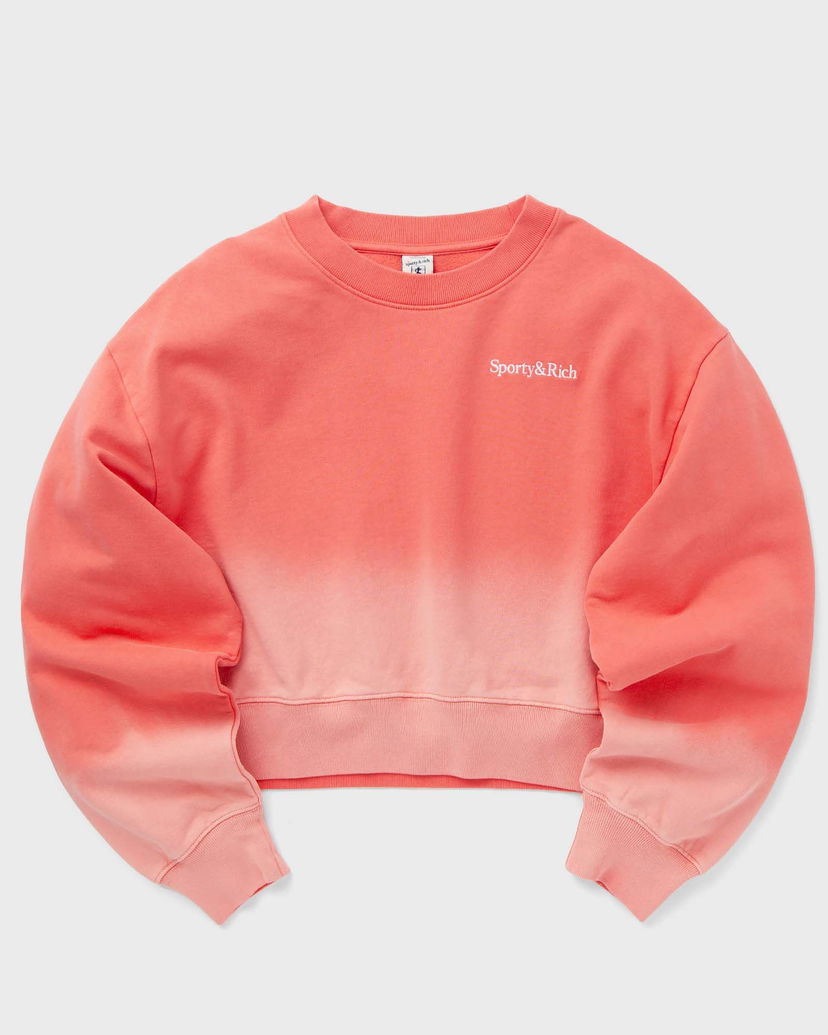 Світшоти Sporty & Rich Serif Logo Embroidered Cropped Dip Dye Crewneck Sweatshirt Рожевий | WS065S413SP