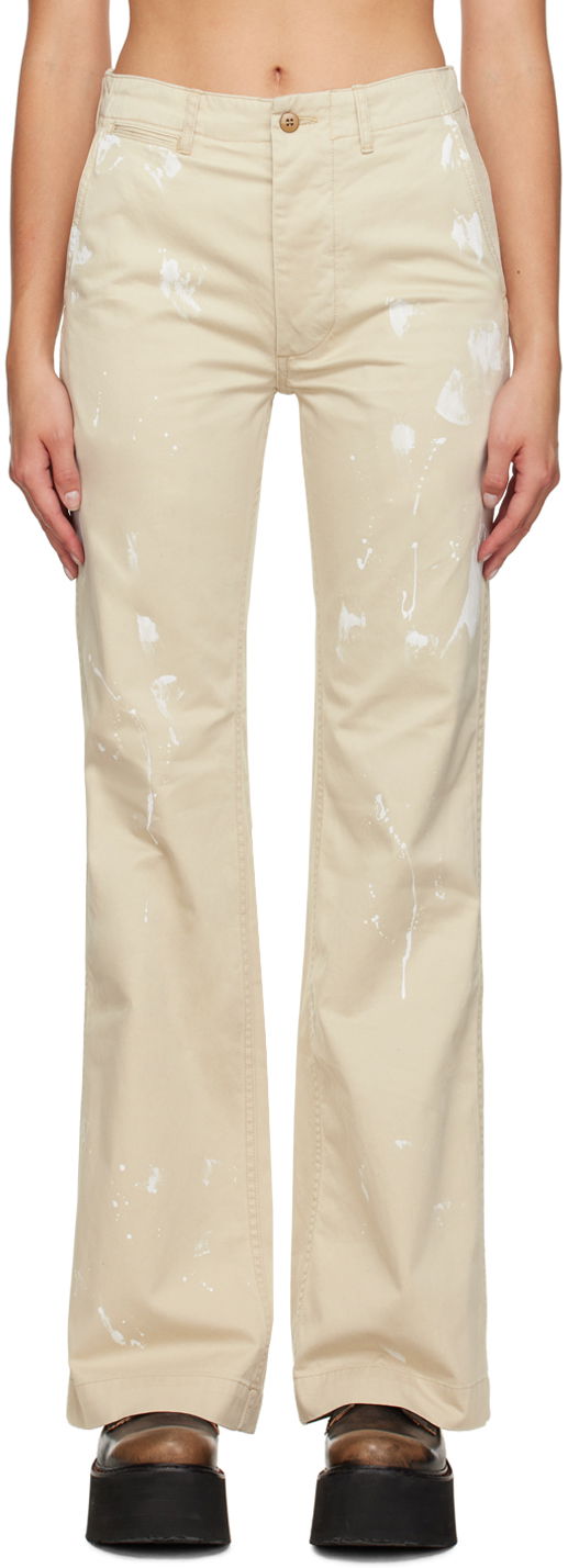 Штани R13 R13 Jane Paint Splatter Trousers бежевий | R13WR175-R258D