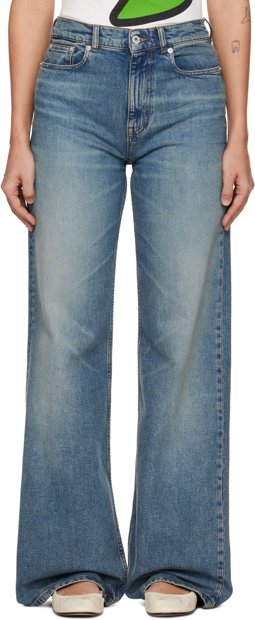 Джинси KENZO Kenzo Paris Ayame Wide Leg Jeans Синій | FF52DP2176S7