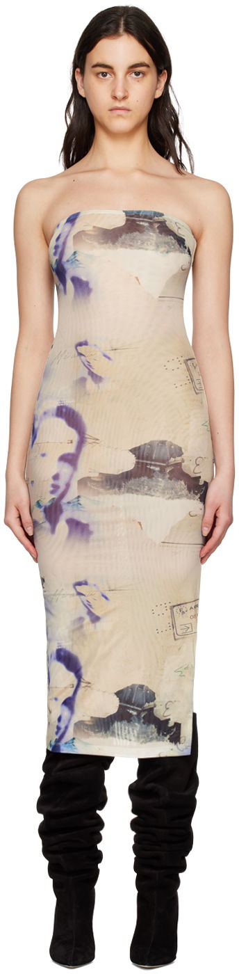 плаття Miaou Miaou Lila Print Midi Dress бежевий | 5025PM2COR