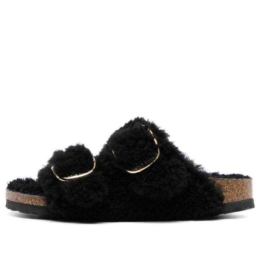Кросівки та взуття Birkenstock Arizona Big Buckle Shearling Narrow Fit Sandals чорний | 1025920