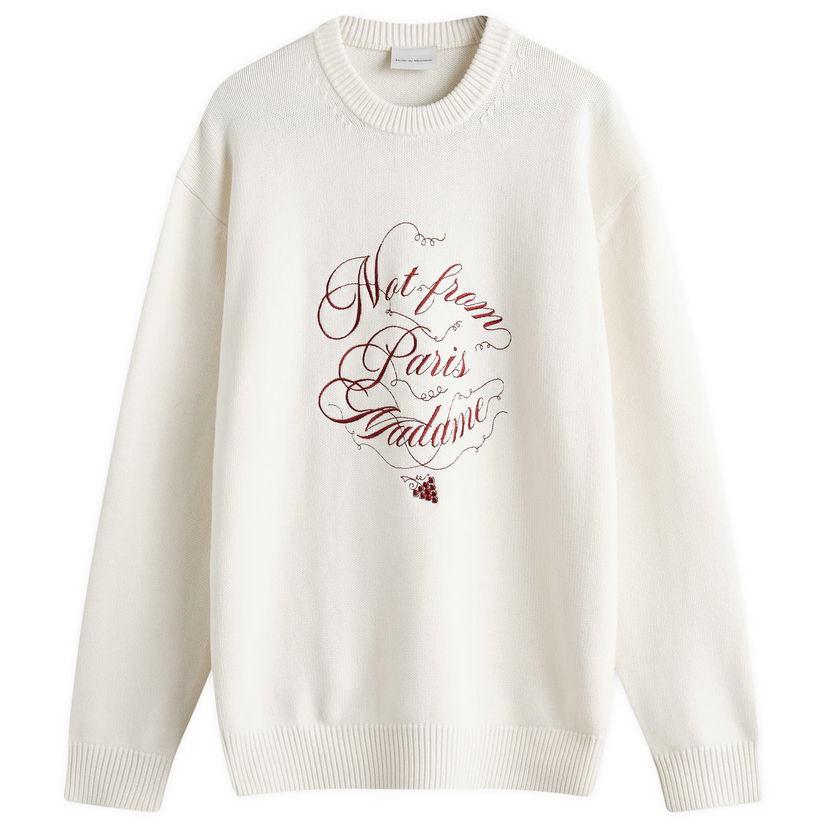 Cветр Drôle de Monsieur Crew Knit With Graphic Print білий | F-PO178-WO023-CM