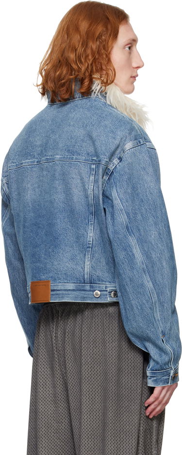 Куртка Alexander Wang Alexander Wang Rounded Trucker Denim Jacket with Faux Fur Collar Синій | 6WC1252066, 2