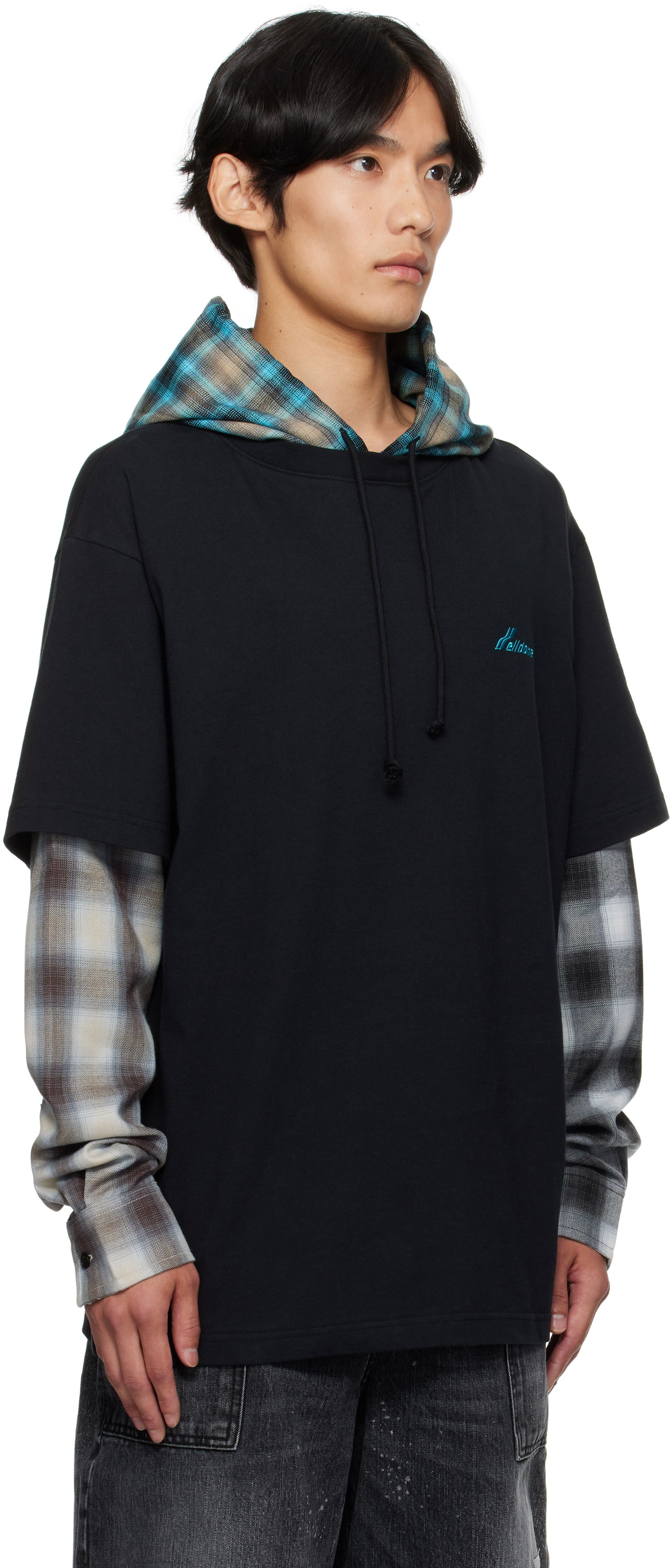 Футболка We11done We11done Checkered Layered T-Shirt чорний | WD-TT2-25-783-U-BK, 1