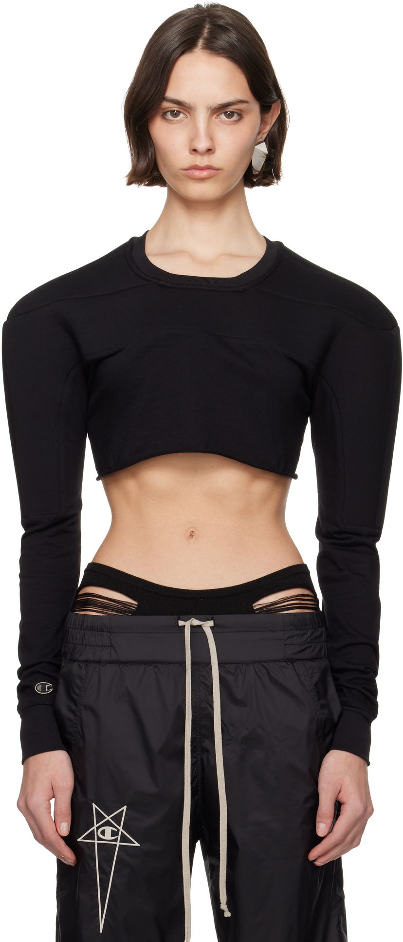 Футболка Rick Owens Rick Owens Champion Edition Girdered Cropped Harness T-Shirt чорний | CW01E1708 CHJG