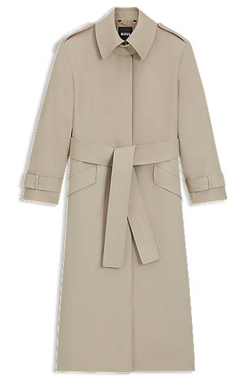 Тренчкот BOSS Virgin Wool Belted Trench Coat бежевий | 50543198