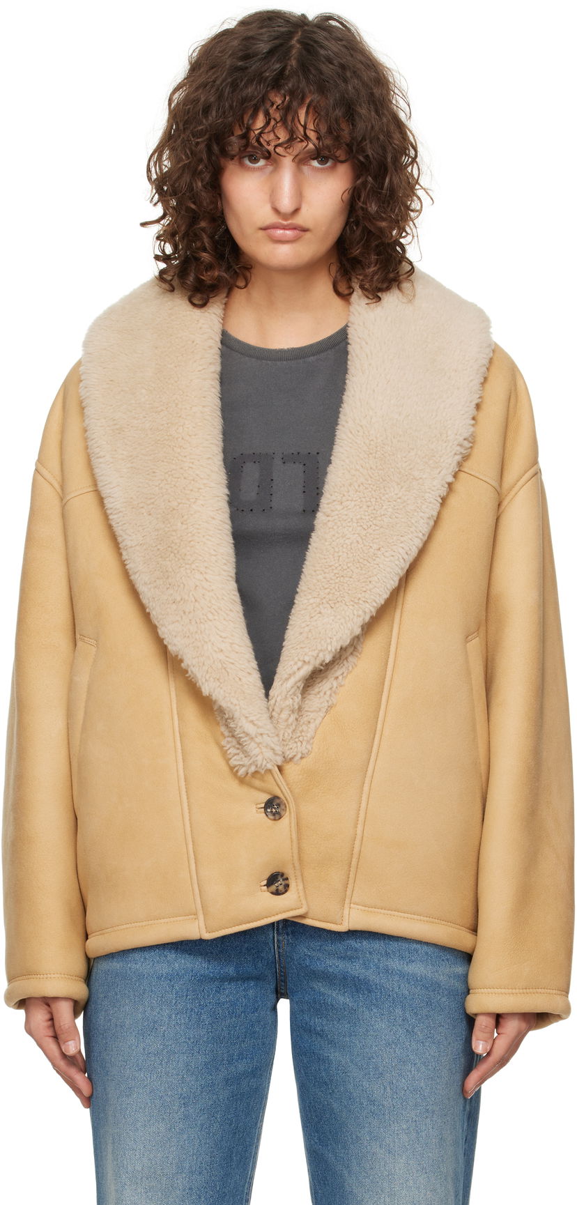 Куртка Golden Goose Shawl Collar Shearling Jacket Коричневий | GWP01883.P001673.55143