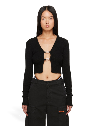 Cветр HERON PRESTON Lanyard Clasp Cardigan чорний | HWHB008F23KNI0011000
