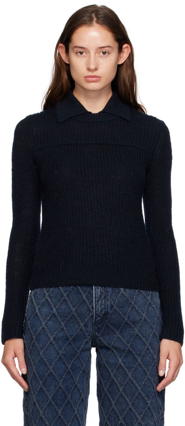 Cветр rag & bone Madix Knit Polo Top Синій | WAS24F023PB23