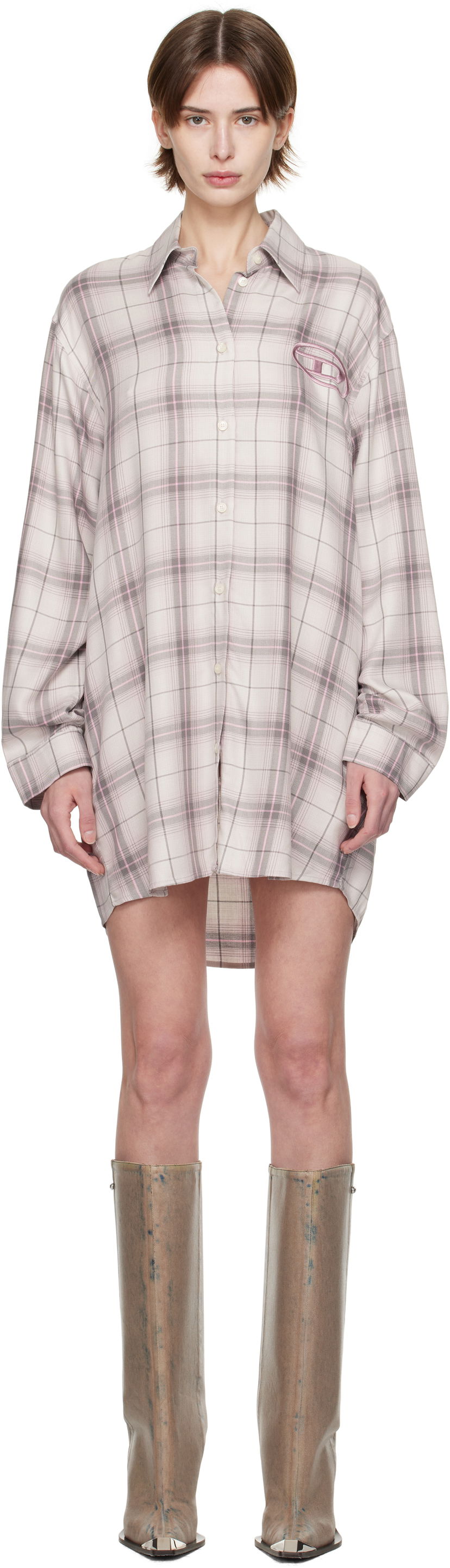 Сорочка Diesel Diesel D-Dalis-Q1 Plaid Minidress бежевий | A16836 0HQAN