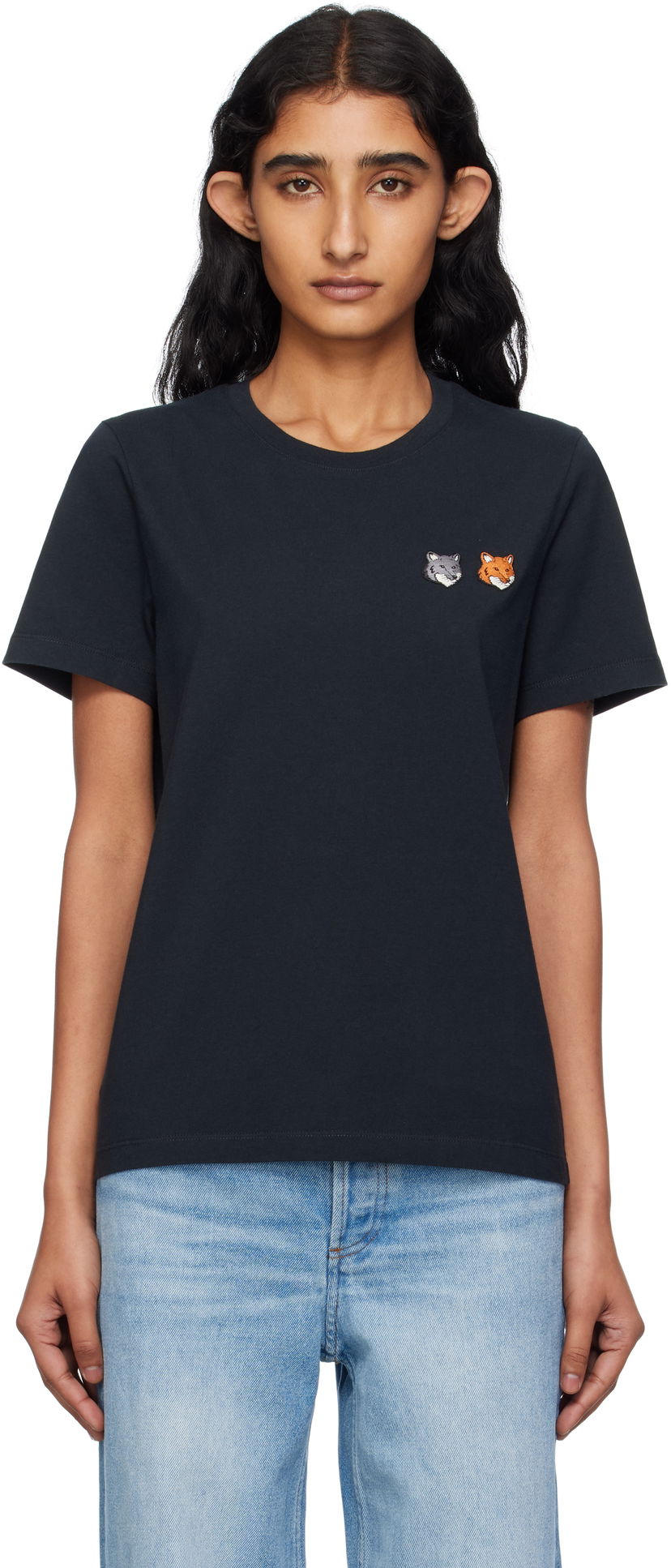 Футболка MAISON KITSUNÉ Maison Kitsuné Double Fox Head T-Shirt чорний | OW011CFKJ0008