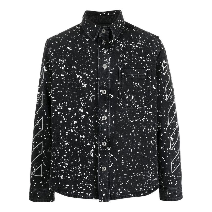 Сорочка Off-White Black Splatter Print Shirt чорний | OMYD027F22DEN0011001