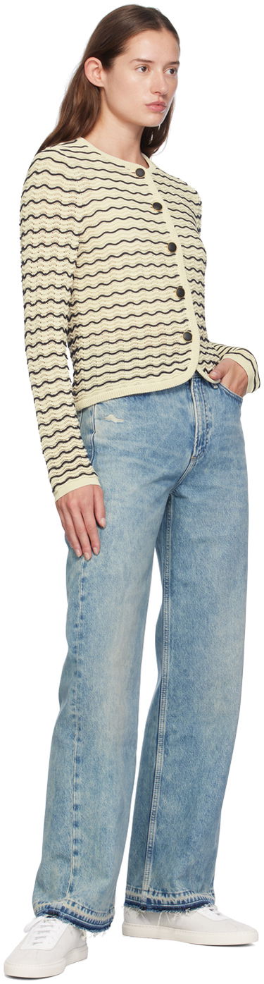 Cветр rag & bone rag & bone Elisa Wavy Knit Cardigan бежевий | WAS24F068UG68, 3