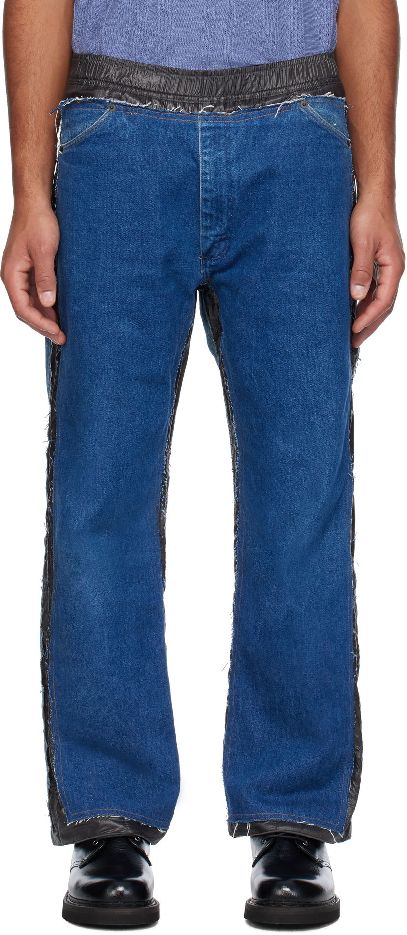 Джинси Needles Indigo & Black Covered Jeans Синій | PU338
