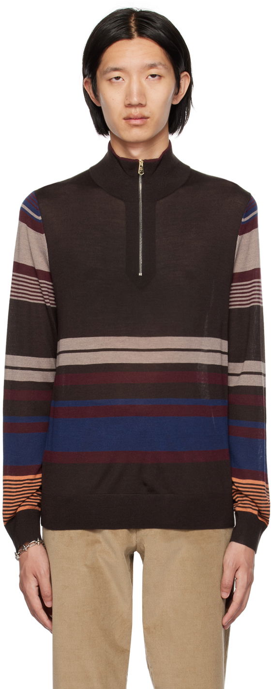 Cветр Paul Smith Paul Smith Striped Quarter-Zip Sweater Коричневий | M1R-264Y-L02081