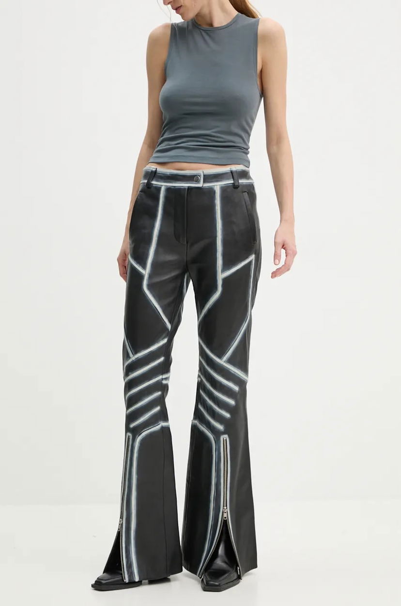 Штани STAND STUDIO Stand Studio Moto Detailed High-Waisted Bell-Bottom Leather Pants чорний | 62287.7030