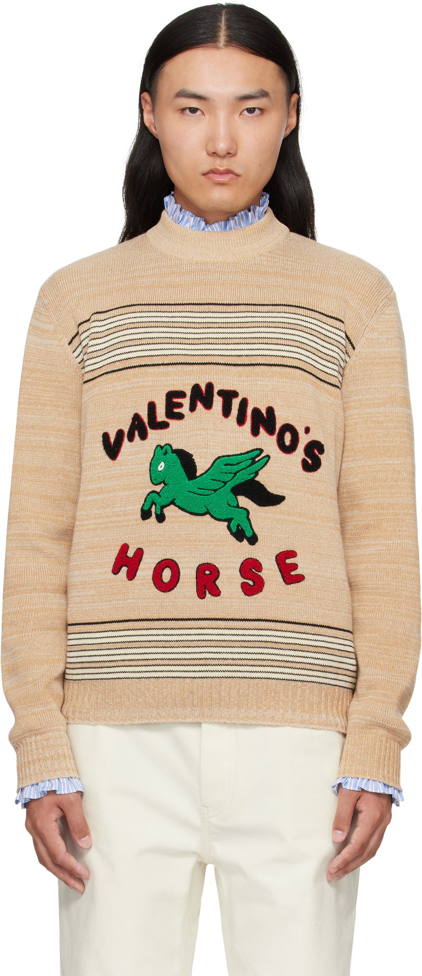 Cветр Valentino Valentino 'Valentino's Horse' Knit Sweater бежевий | 7V3KC34EB27