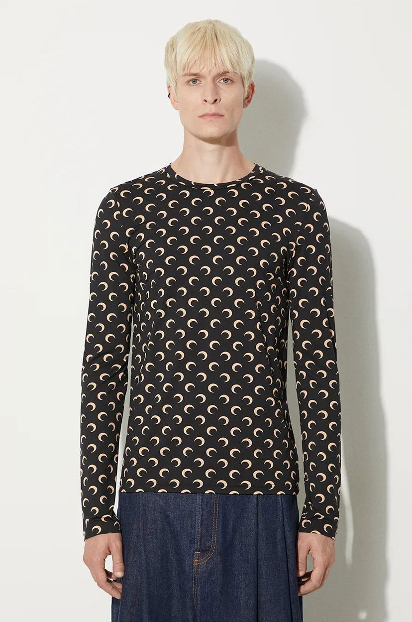 Футболка Marine Serre T-Shirt Moon Jersey Second Skin Regular Top чорний | MTO116A.CJER0001