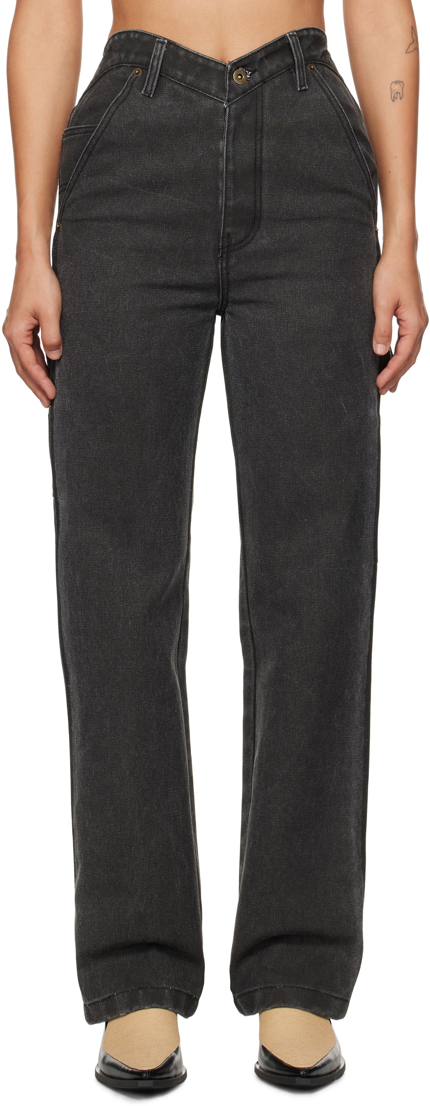 Джинси We11done We11done Heart Work Trousers чорний | WD-PT3-24-280-W-BK, 0