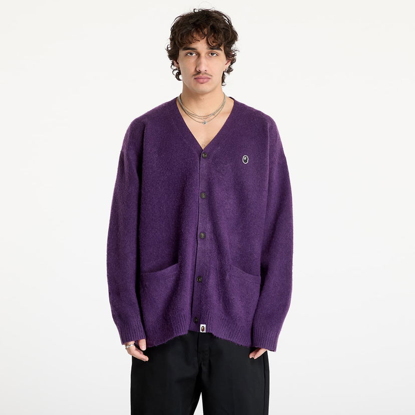 Cветр BAPE One Point Hairly Yarn Cardigan Фіолетовий | 001KNK801004M PUR