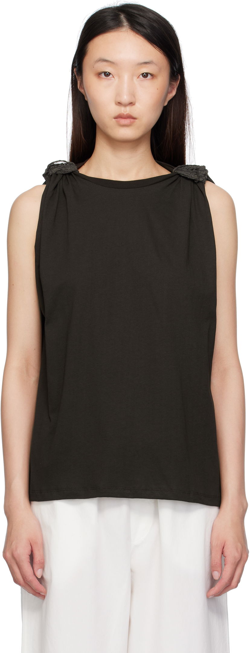 Безрукавка Baserange Baserange Rodo Knotted Shoulder Tank Top чорний | TOROT-RC-SU25